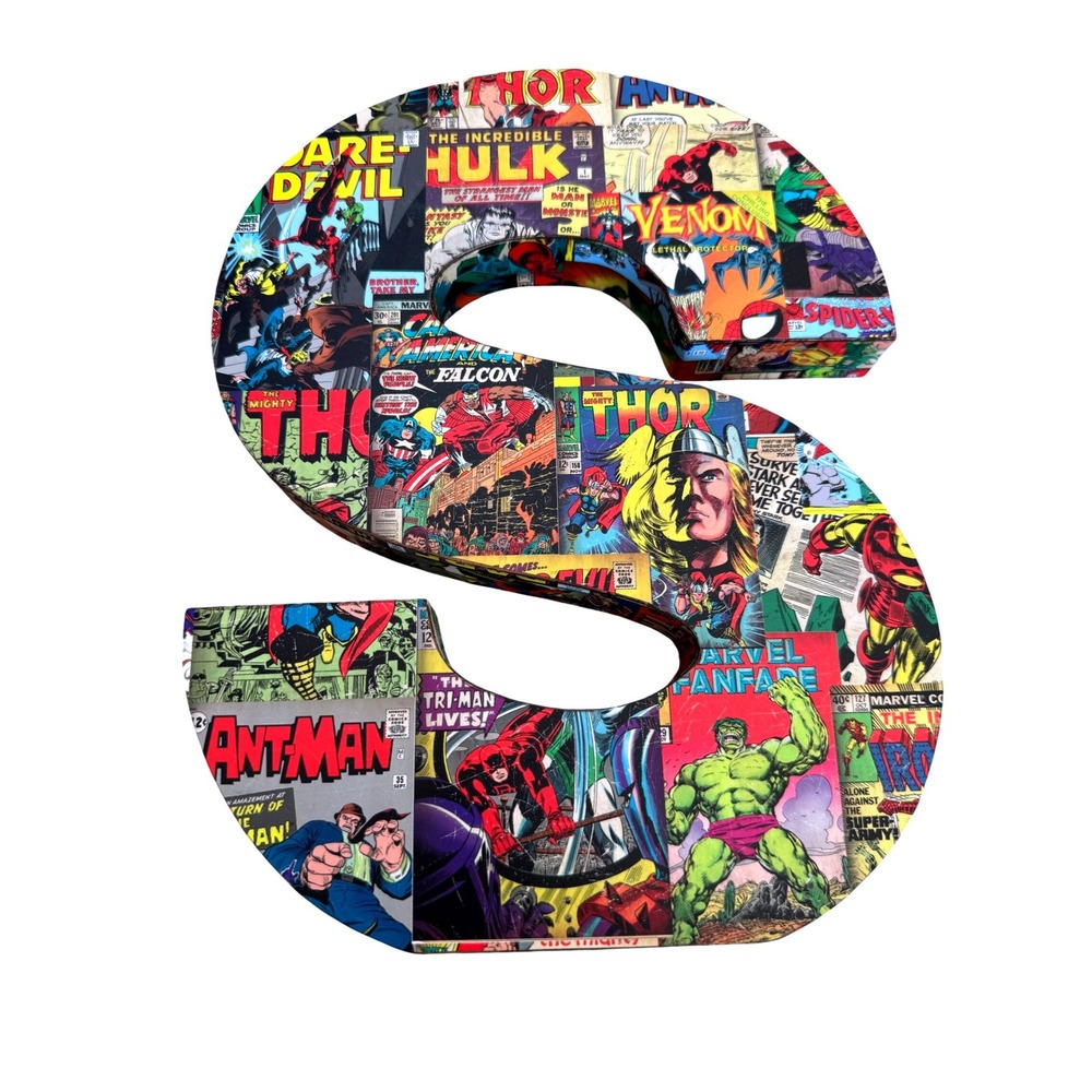 Marvel Comic Letter S Wall Decor Collage Iron Man Spiderman Captain America Hulk